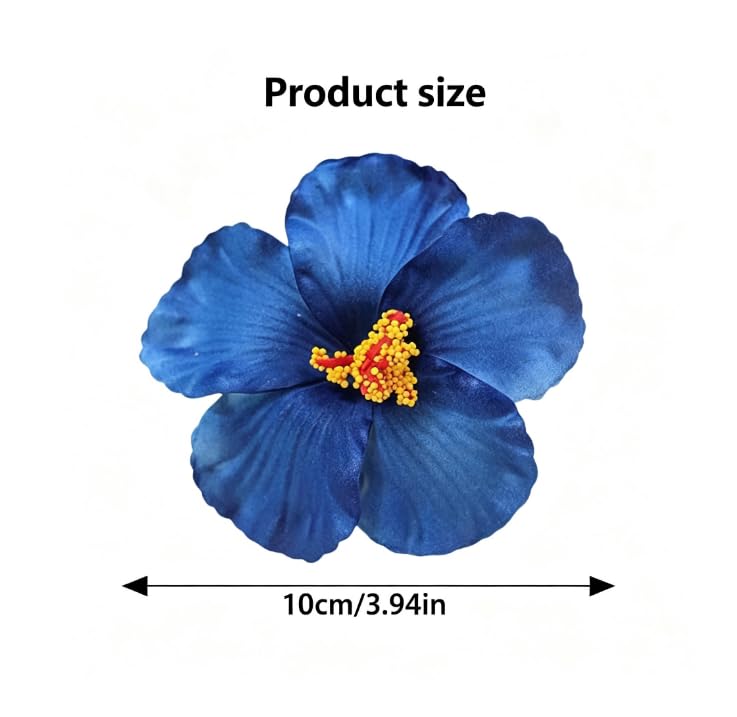 Blue Plumeria Hibiscus Flower Hair Clips - Set of 2