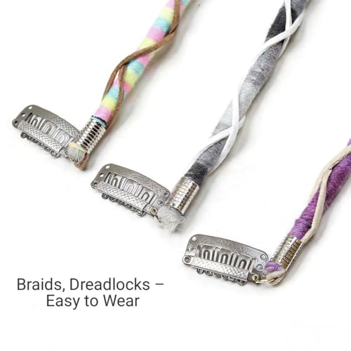 Zonvard 24-Inch Boho Feather Braid Hair Wraps - 3-Pack (Purple, Gray, Pink)