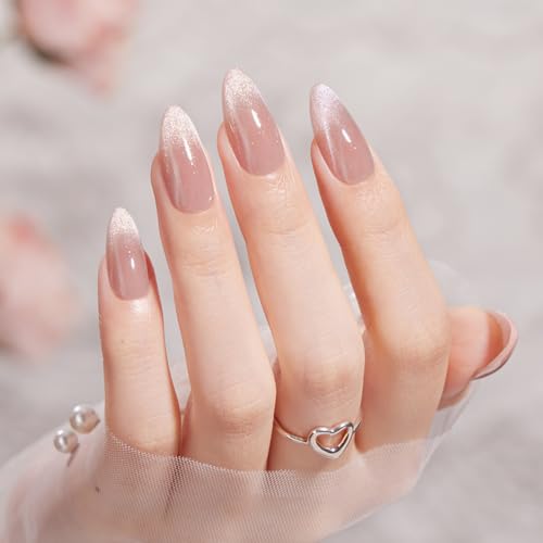 VSALON Press On Nails A3-2 French Tip Radiance | Nude Pink Cat Eye