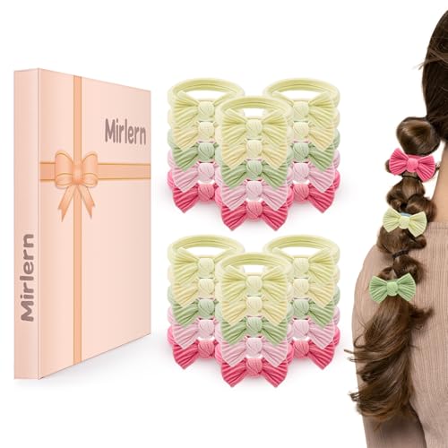Mirlern 30-Piece Pastel Color Bow No Damage Hair Ties for Women