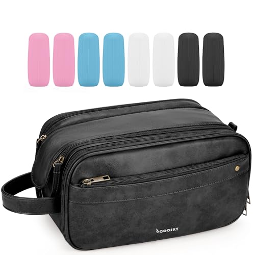 COOSKY Large Water-Resistant Travel Toiletry Bag with Leak-Proof Bottles, Hanging Organizer for Men & Women, Black