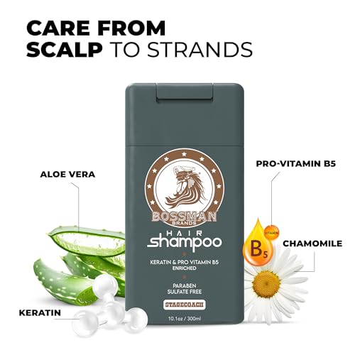 Bossman Men's Hair Shampoo with Keratin - Stagecoach Scent