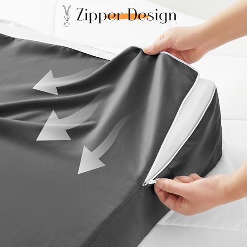 Horbaunal Dark Grey Wedge Pillow Cover with Side Pocket - 25"