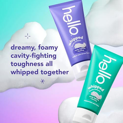 Hello Whipped Mellow Mint Dream & Peppermint Stick Toothpaste Pack - 2 x 4.0 oz Fluoride Foam Toothpaste