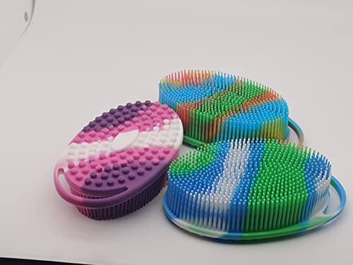 Silicone Body Shower Scrubber 3-Pack - Exfoliating Bath Brush for Kids & Adults