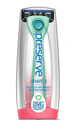 Preserve Shave 5 Razor with Ergonomic Handle - Coral Pink/Neptune Blue/Key Lime Green