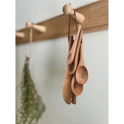 6-Piece Beechwood Measuring Spoons Set for Cooking & Baking