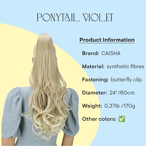 CAISHA 24-Inch Blond Mix #16T613 Wavy Ponytail Extension, Heat-Resistant Synthetic Hair