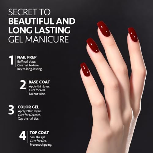 GAOY Red Gel Nail Polish Set - 8 Colors Red Burgundy Scarlet for Party & Nail Art DIY, Red Party Variant
