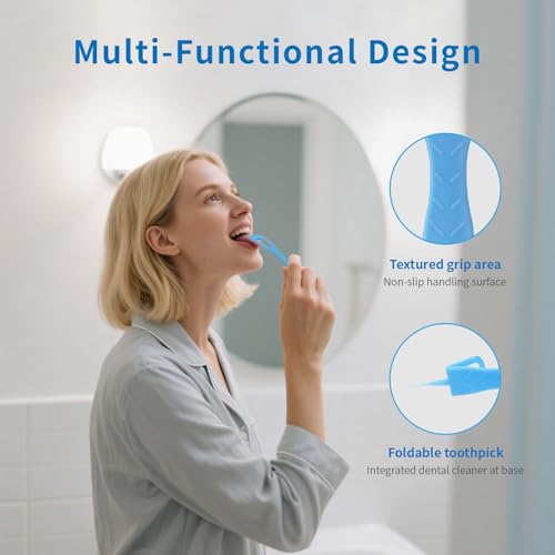 Disposable Tongue Scraper with Toothpick - 100 Pack for Fresh Breath & Oral Hygiene