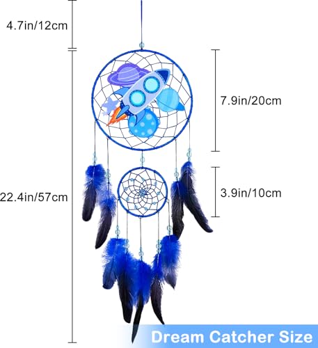 Dinosaur Dream Catcher for Kids - Handmade Feather Wall Decor