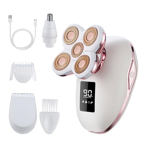 Women's Electric Razors for Women Legs Pubic Facial Hair Removal 2 in 1 Womens Electric Shaver for Women,Bikini Trimmer for Lady,Waterproof (5D)