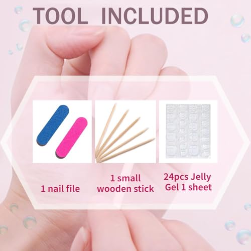 MAGLFELL Handmade Press On Nails Kit - Green Pink Almond - Small Size (10 Pcs)
