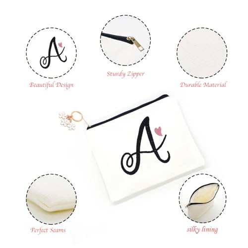 Personalized E Letter Embroidered Makeup Bag - Gift for Women, Bridesmaids, Mom