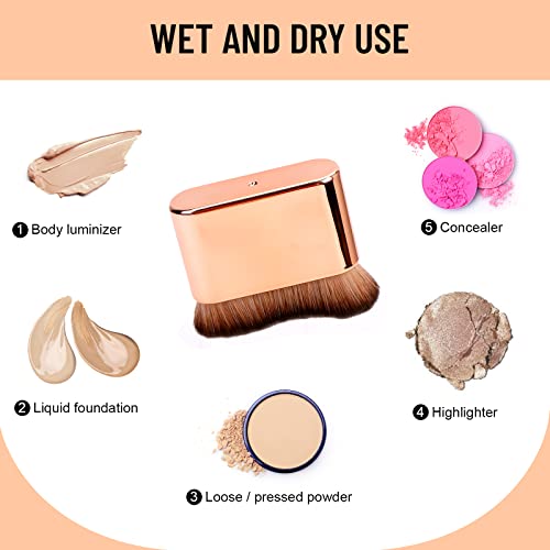 Yoseng Rose Gold Self Tan Brush - Vegan Kabuki for Face & Body, Streak-Free Application