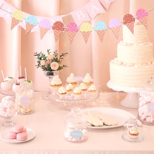 Ice Cream Banner Set - 4 Colorful Birthday Party Decorations