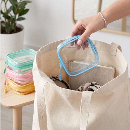 12 Pcs Pastel Clear Makeup Bags - TSA Approved Travel Pouches