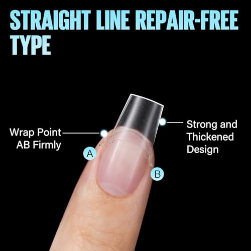TOMICCA Short Coffin Nail Tips - 240 Pcs Half Cover Acrylic
