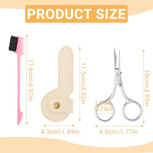 4-Inch Stainless Steel Eyebrow Scissors with Brush and Travel Case
