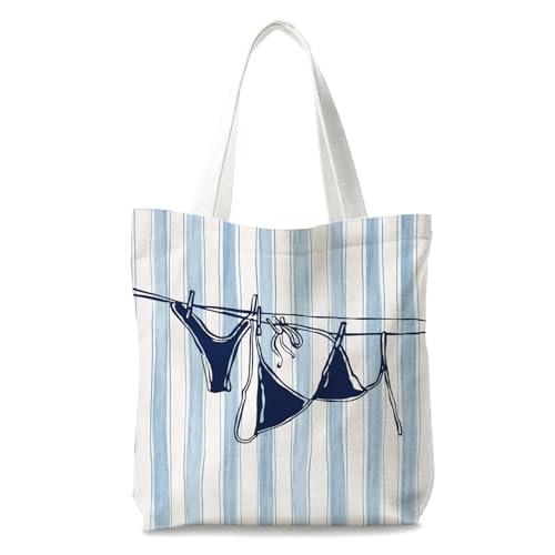 Beachy Blue Coastal Tote Bag - Reusable Shopping Bag for Women
