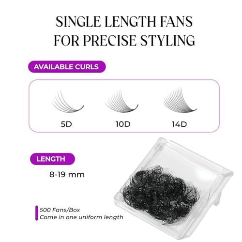 SAIGON LASH 10D Premade Loose Fans Lash Extensions - Black C Curl 16mm
