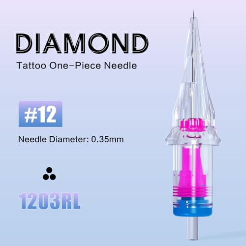 20pcs #12 Disposable Tattoo Needles - Standard Round Liner with Membrane Safety (1203RL)