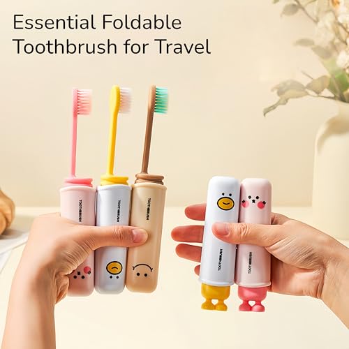 Travel Folding Toothbrush with Cover - Compact & Hygienic Design