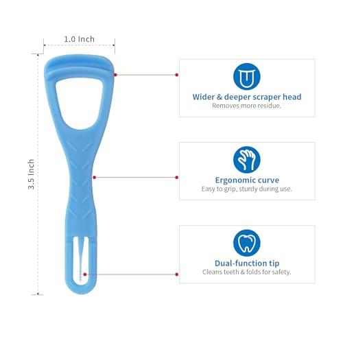 Disposable Tongue Scraper with Toothpick - 100 Pack for Fresh Breath & Oral Hygiene