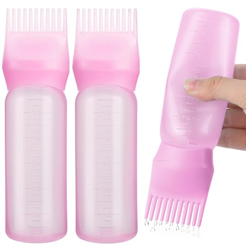 Pimoys 2-Pack 6Oz Hair Dye Applicator Bottles with Comb Tip