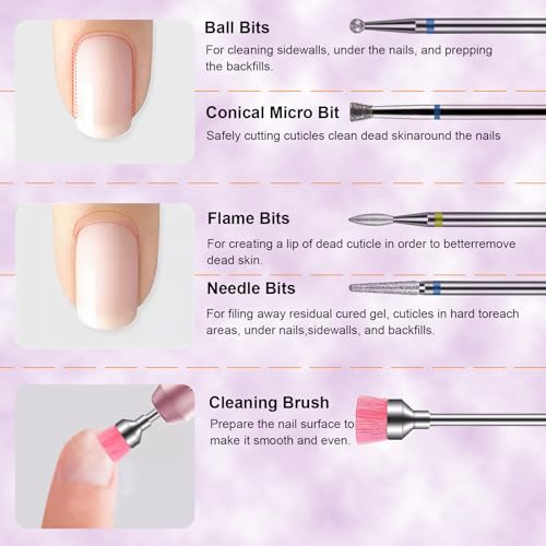 FORTMATE 10pcs Tungsten Carbide Nail Drill Bits Set for Manicure Pedicure, Professional Efile Tools