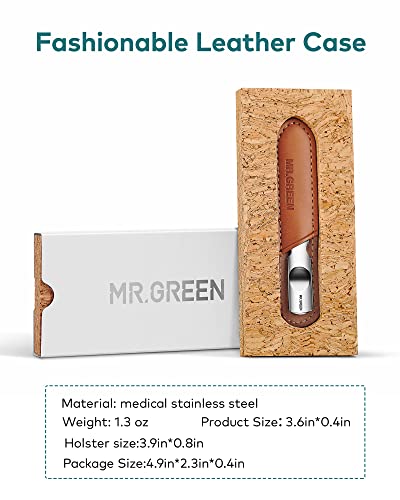 MR.GREEN Mr-2104 Double-Sided Stainless Steel Nail File with Leather Case - Professional Manicure Tool
