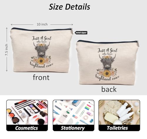 Highland Cow Makeup Bag - Stylish Travel Toiletry Bag for Women