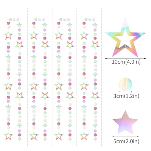 Iridescent Star Garland - 52ft Holographic Party Decorations
