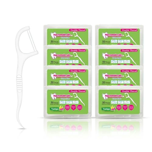 400 Count Double-Thread Dental Floss Picks - Ultra Thin Flossers with Travel Cases