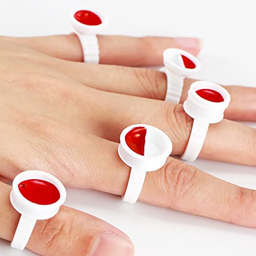 100 Disposable Tattoo Ink Rings - Adjustable Glue Holders for Makeup