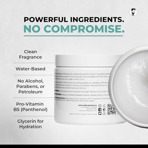 Gentlemen Republic Refined Hair Gel, 8oz - 24-Hour Hold & Shine