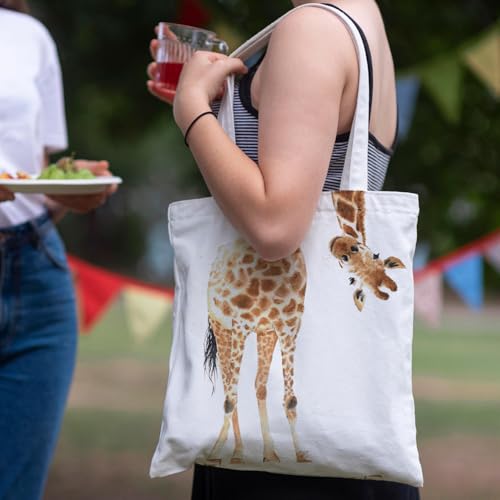 Animal Print Canvas Tote Bag for Women - Reusable Grocery Bag