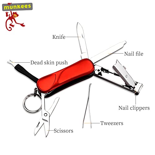 6-in-1 Manicure Keychain Multi-Tool with Nail Clippers & Tweezers