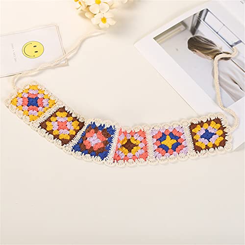 QTMY 3-Pack Crochet Headbands for Women Girls - Boho Floral Hair Wraps, Elastic & Comfortable