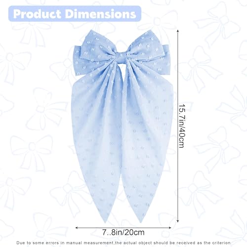8-Inch Blue Satin Hair Bows for Women & Girls - Elegant Clip