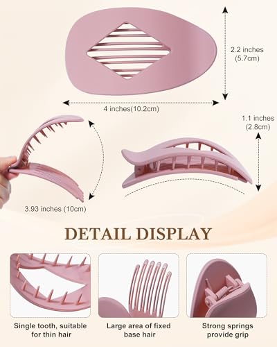HOKEMP 6Pcs French Flat Hair Clips for Women - Matte Brown Set, Strong Hold for Thick & Thin Hair