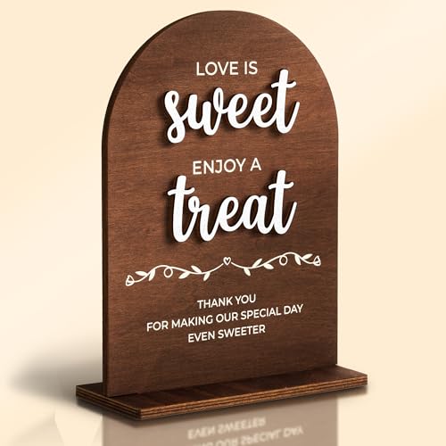 Love Is Sweet Take a Treat Wood Sign with Stand for Weddings