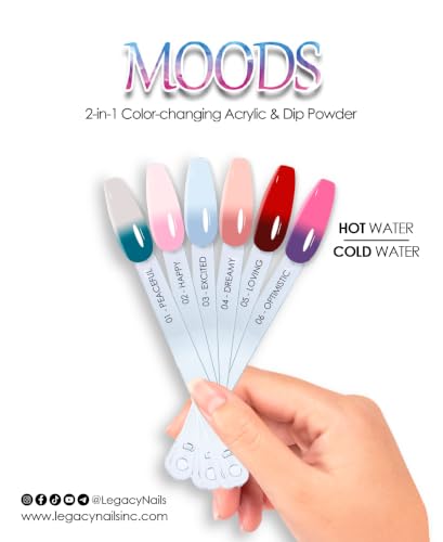Legacy Nails MOOD Collection 6-Color Acrylic Powder Kit for DIY Nail Art