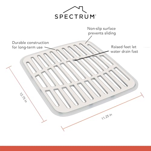 Spectrum Small Sink Mat Protector - Non-Slip Rubber with Raised Feet for Quick Drying, Buttercream