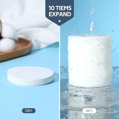 GAINWELL 50 White Compressed Facial Sponges - Natural Cellulose Makeup & Cleansing Pads