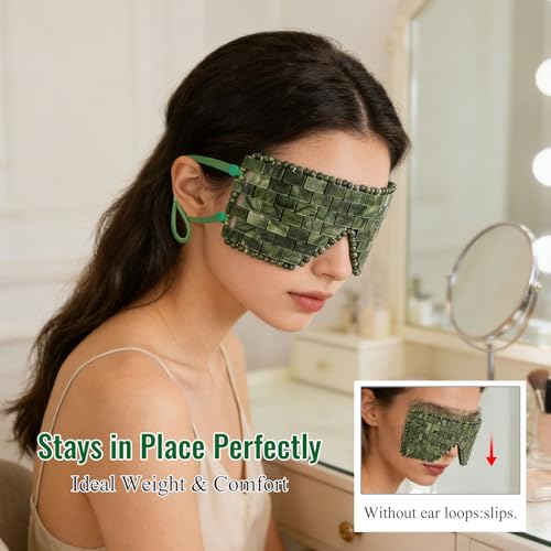 Dark Green Jade Eye Mask - Adjustable Hot & Cold Therapy Beads