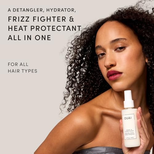 OUAI Leave In Conditioner & Heat Protectant for Hair - Prep Hair for Styling or Use as Detangling Spray to Fight Frizz & Flyaways - No Parabens, Sulfates or Phthalates (4.7 oz)