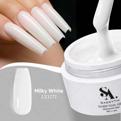 SASSYTIP HEMA-Free Builder Hard Gel - 30g Milky White Nail Extension Gel