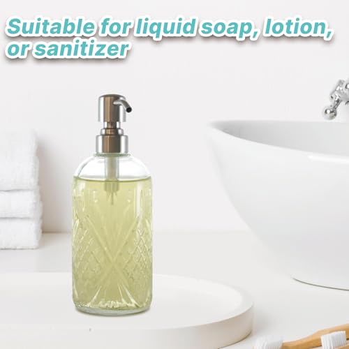 Elegant Glass Soap Dispenser 17oz with Stainless Steel Pump