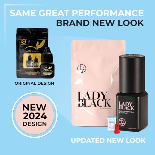 Lady Black Eyelash Extension Glue 5ml - Fast Drying, Strong Retention, Professional Lash Adhesive
